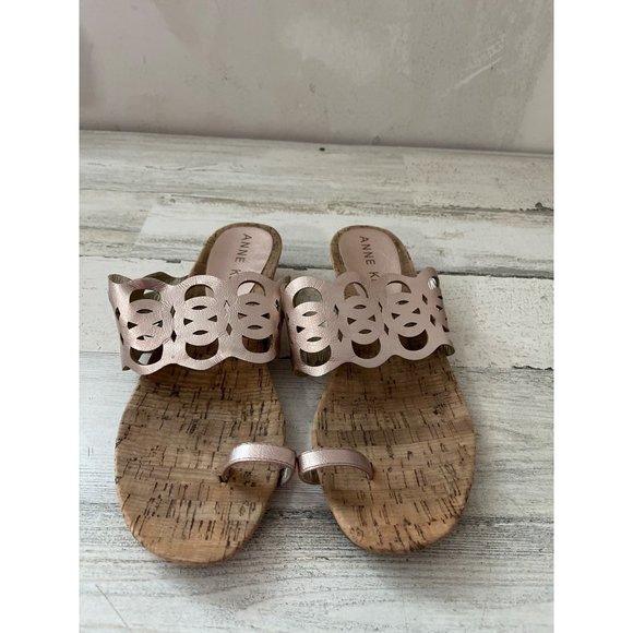 Anne Klein woman’s pink toe sandal with cork like wedge heel size 8 - Picture 1 of 5